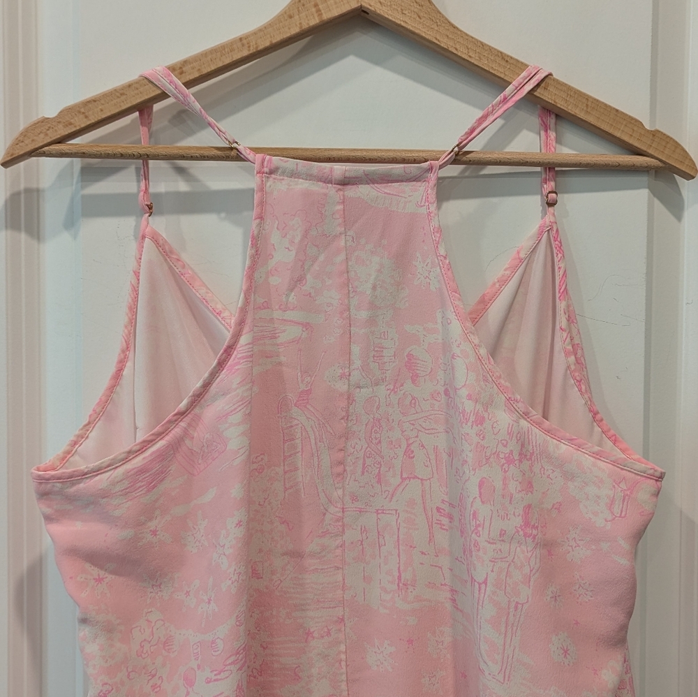 Lilly Pulitzer Dusk Pink Censored Skinny Dipping Silk Slip Dress Size XL - Picture 5 of 11